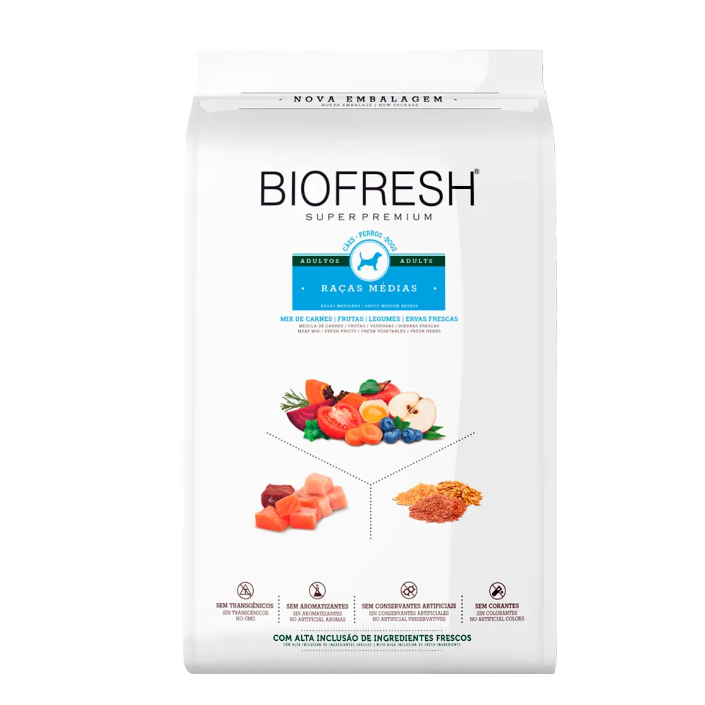Ração Biofresh Carne Cães Adultos Médio 15kg