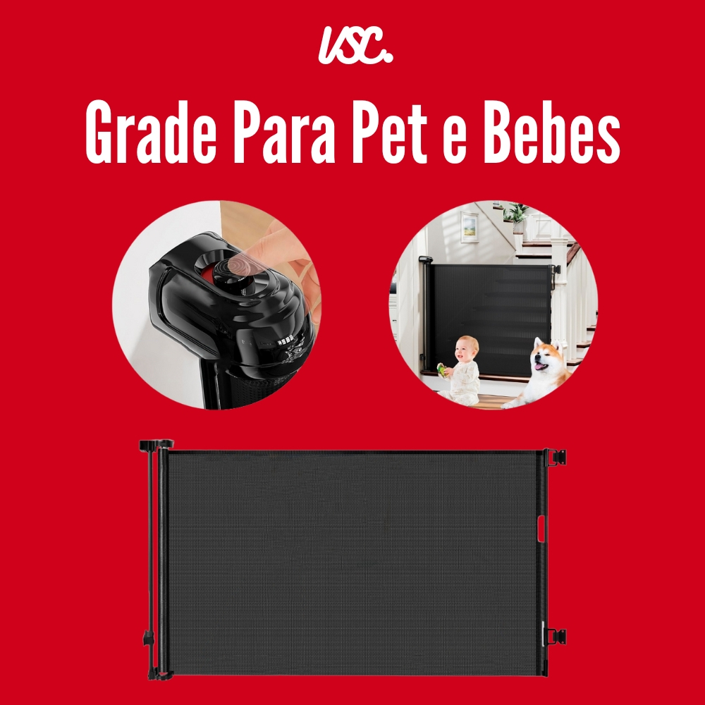 Portão Segurança Bebês Pets Cercadinho Grade Retrátil Safety