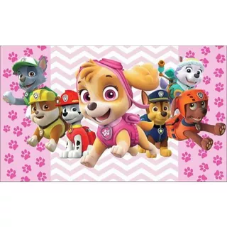 Painel de Festa em Lona 2x2m Personalizado em Lona Fosca - Tema Patrulha Canina