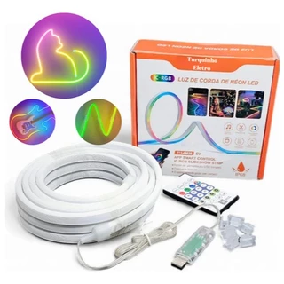 Fita Led Neon Smart Rgb Usb 5v 5mts Prova D'água P/ Desenhar na parede