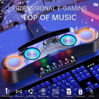 Caixa de Som Bluetooth Gamer Soundbar Alta Iluminação Led Rgb para Computador Pc Notebook Tv Usb -NR-555