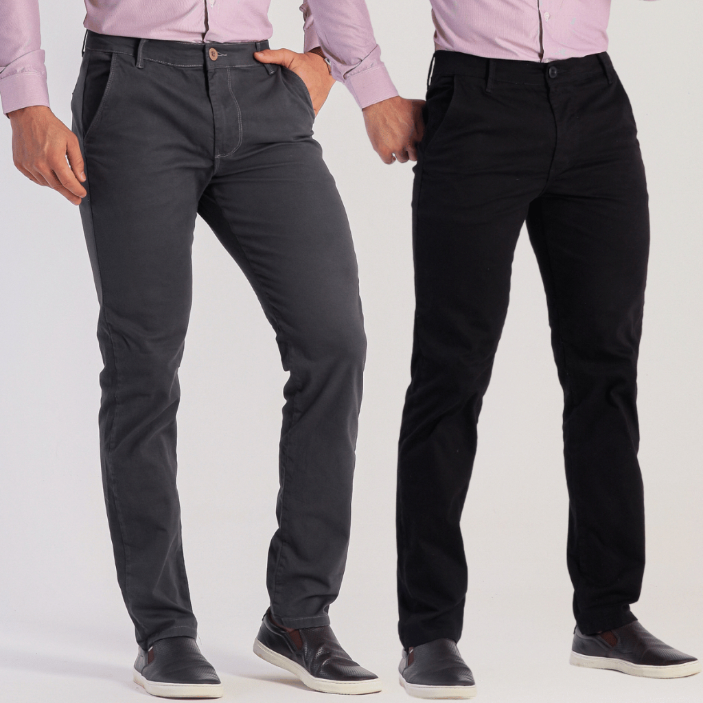 Kit 2 Calça Sarja Alfaiataria Sport Fino Premium Acetinado Com Elastano