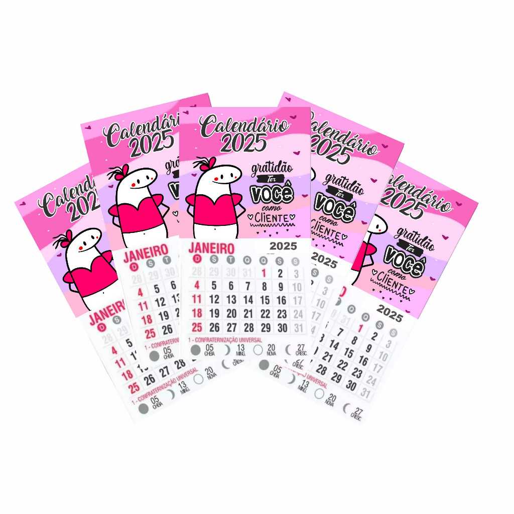 Mini Calendário C/ Imã 2025 Flork Gratidão Ter Vc Como Cliente