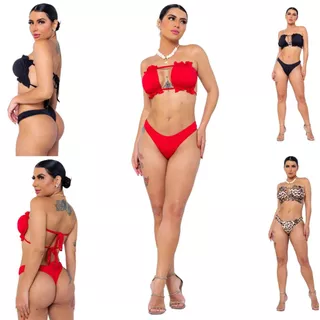 Biquíni Asa Delta Com Bojo Cortininha Moda Praia Verão Promoção