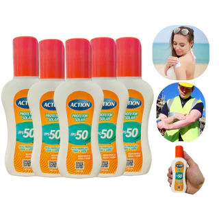 KIT 05 UNIDADES PROTETOR SOLAR FPS 50 120ML PROTEÇÃO UVA+UVB - ACTION