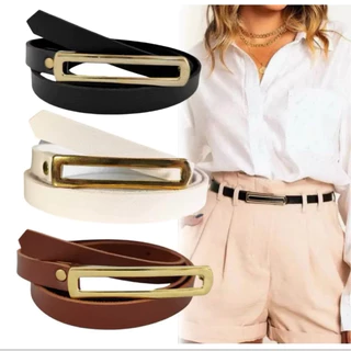 Kit 3 Cintos Feminino Para Vestido Short Calça Alfaitaria Fivela Alongada Dourado