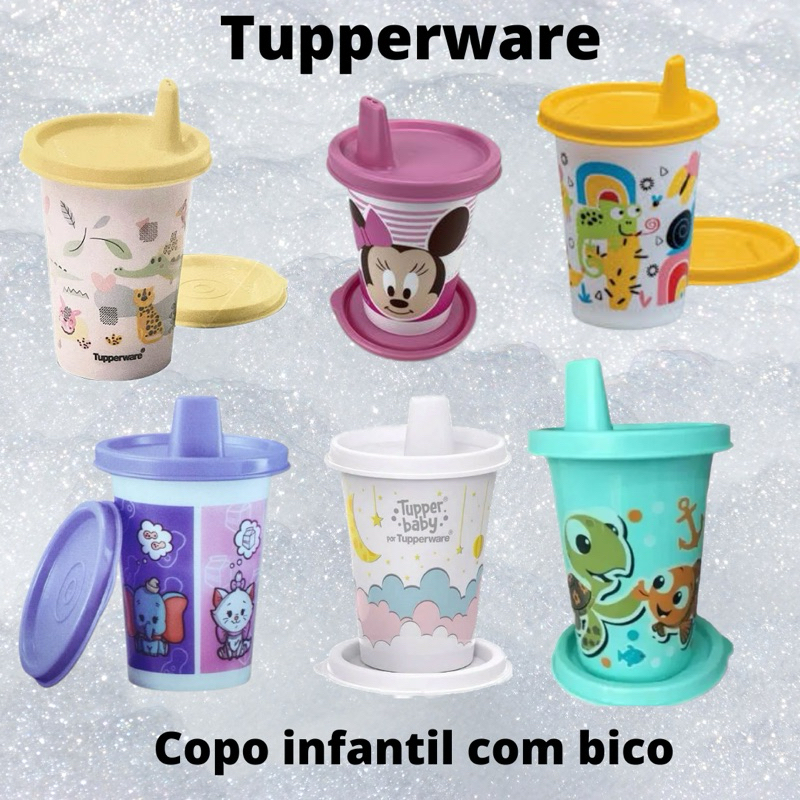 TUPPERWARE COPINHO INFANTIL PERSONAGENS COM BICO 2 TAMPAS 200 ML ...