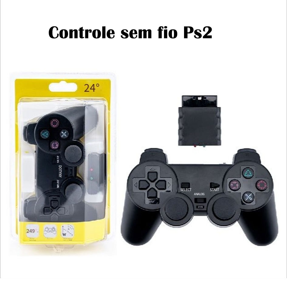 Controle Ps2 Sem Fio Playstation 2 Joystick Play2 Joystick Console Analógico Sem Fio