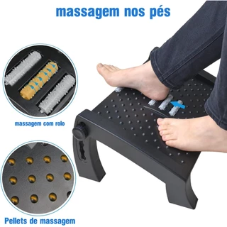 Apoio Para Pés Ergonômico Escritorio Com Massajador Preto