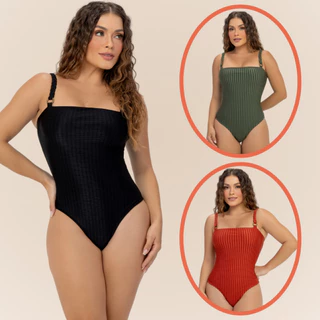 Maiô Body Banho de Mar sem Bojo Alça Trançada Compressão na Medida Certa Tecido Texturizado FPU 50+ em Oferta na Shopee