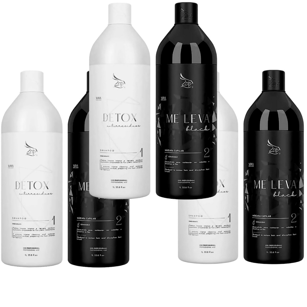 3 Kit Zap Me Leva Black Alisamento Capilar De Salão Profissional Escova