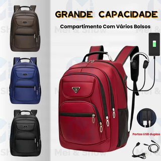 Mochilas de grande capacidade para homens e mulheres Portas externas para fone de ouvido e USB D8106