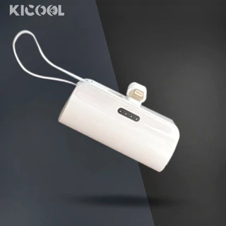 Carregador Mini Power Bank 5000mAh Bateria Auxiliar Sem Fio 2em1 Carregador Portátil para iPhone e Tipo-C