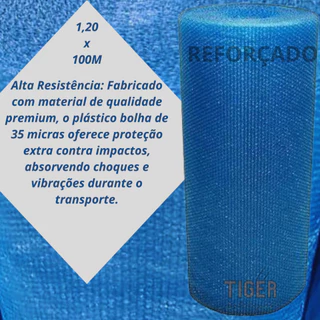 Plástico Bolha 1,20 x 100 Metros Reforçado 35 Micras Azul Proteção Resistente