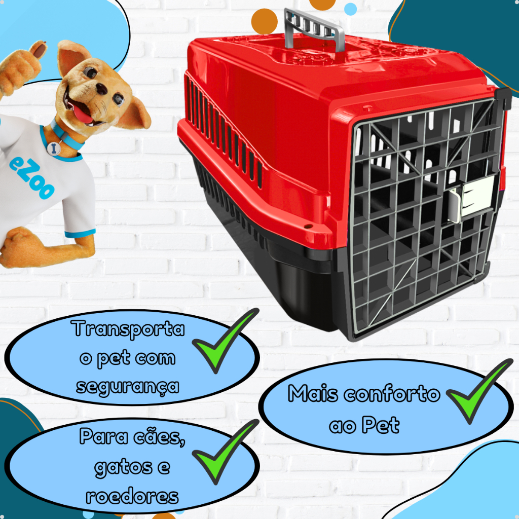 Imagem do produto Caixa de Transporte Pet Cachorro Gato Coelho Roedores Aves Filhotes Viagem e Passeio 9
