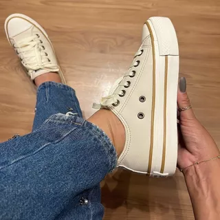 Tenis White Star Areia Dourado Sola Plataforma