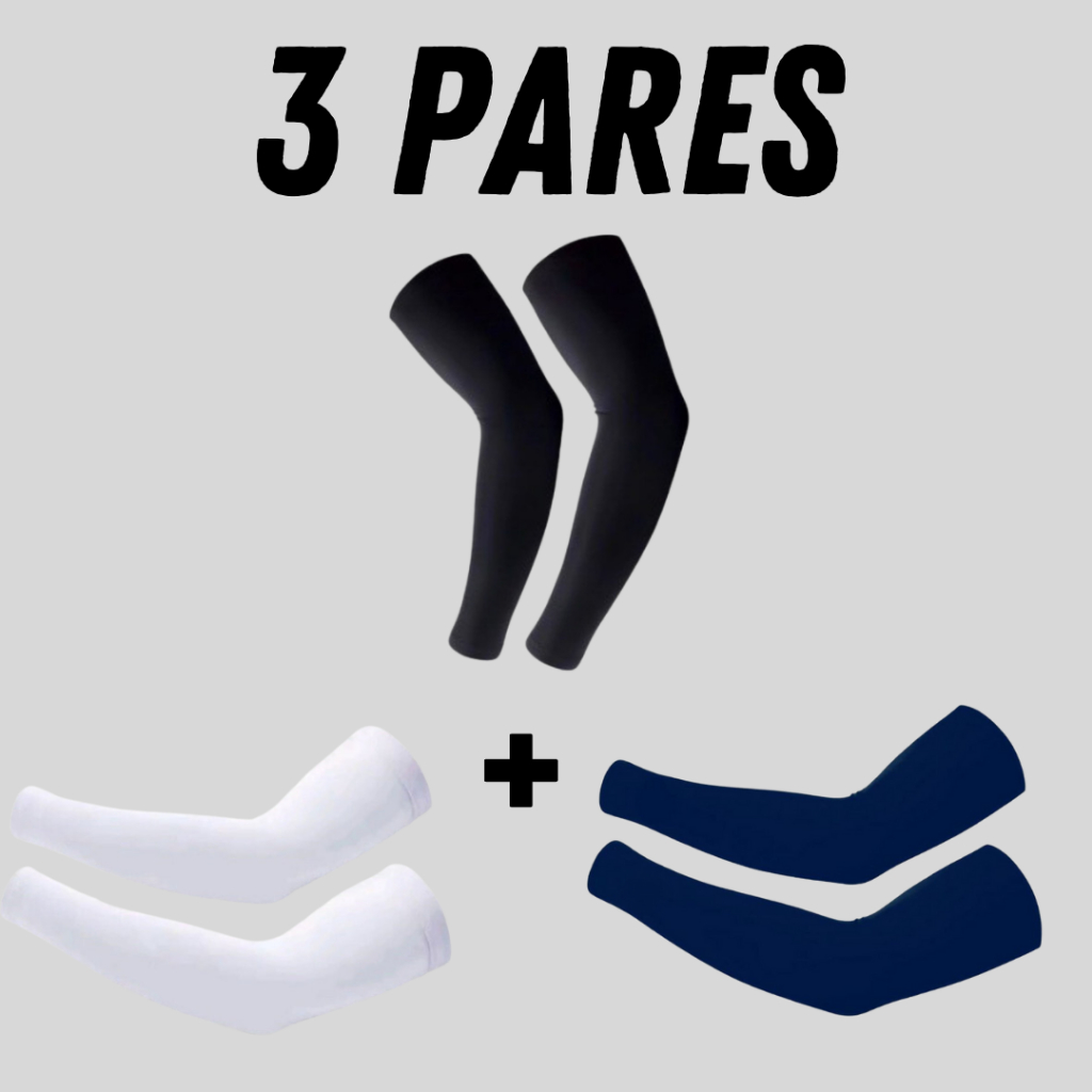 3 pares de Manguito Vôlei Proteção Solar Manguito