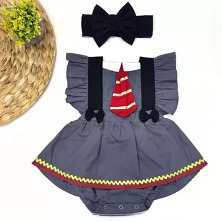 Romper Jardineira Body Temático Harry Potter Macacão Festa Mesversário Roupa Menina