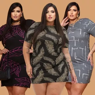 Vestido Plus confortável básico GG G1 moda curve curvy liso Camisetão Camisão Plus size várias cores