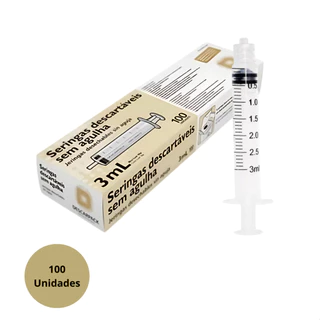Seringa 3ml Sem Agulha Bico Slip Descartável 100 Descarpack
