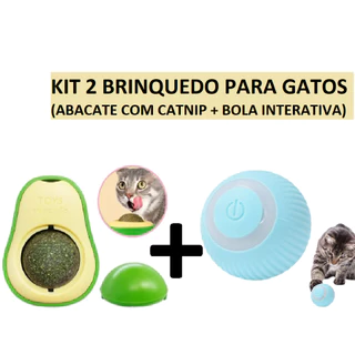 Kit Brinquedo Formato Abacate Com Catnip Erva Natural + Bolinha Giratória Interativa Para Gatos