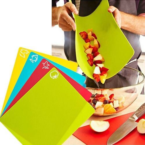 kit 4 tábua de Corte Flexível Dobrável Evita Sujeira para diversos tipos de alimentos