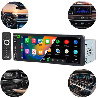 Multimídia Mp5 H-tech Espelhamento Carplay Android Auto Usb Bluetooth Tela Touch screnn 1 Din