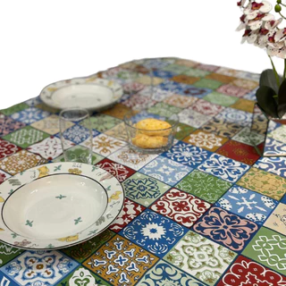 Toalha de Mesa Plástica Térmica Azulejo Portugues 1,40m Cozinha Decoração