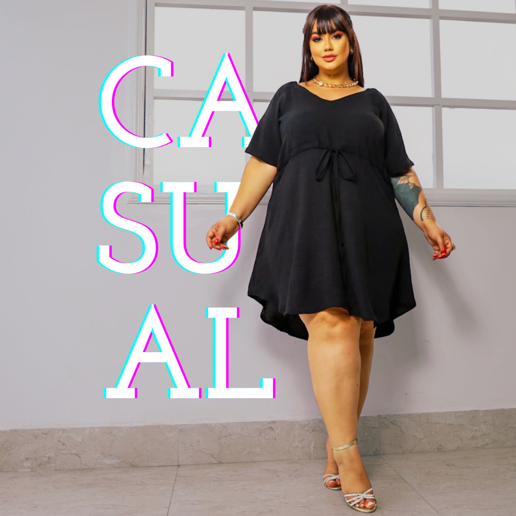 Vestido Feminino Curvy Curto Plus Size Soltinho Evangélico