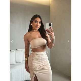 Conjunto de verão Midi blogueira feminino Suplex com Bojo
