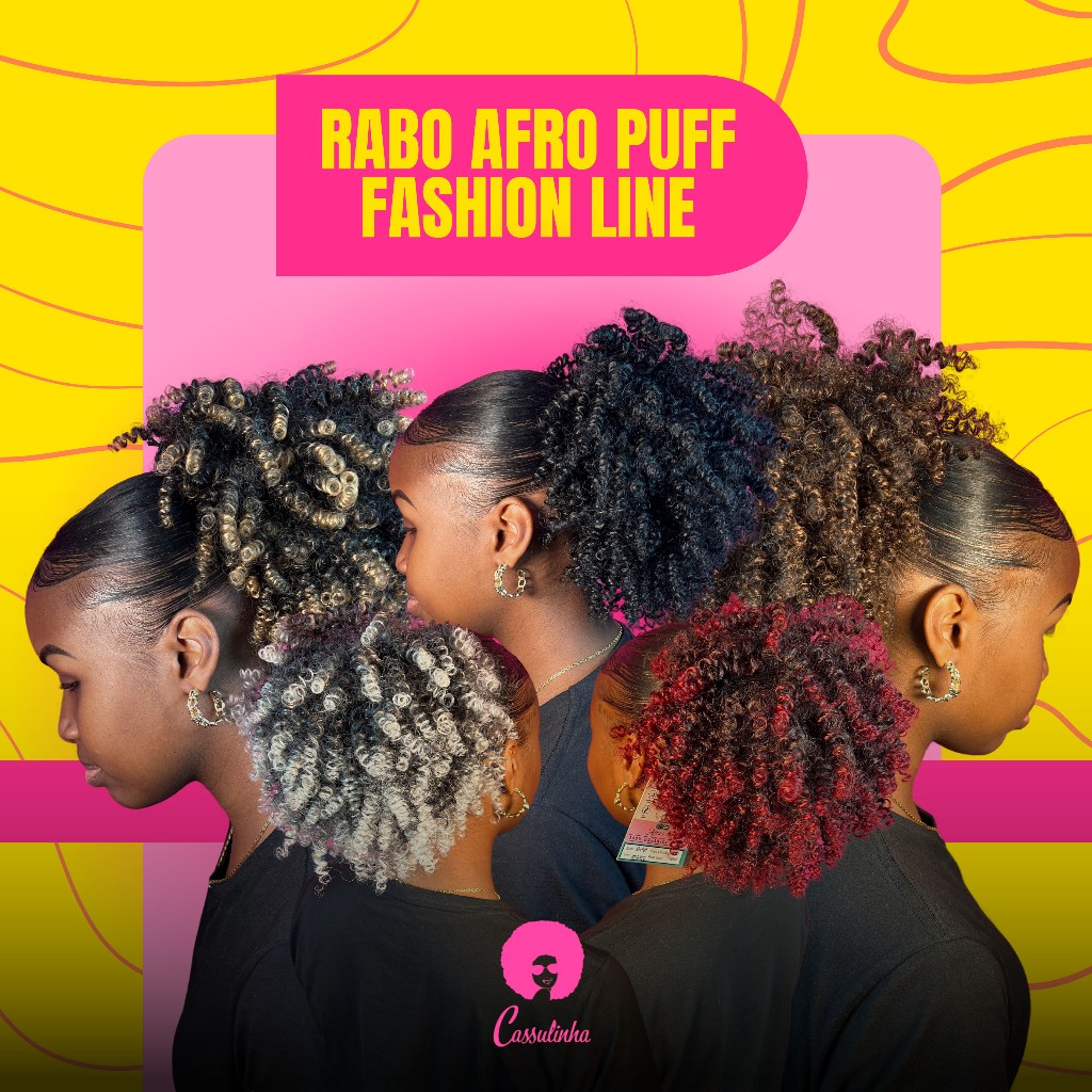 Afro puff Cacheado Orgânico - Fashion Line 30cm | Shopee Brasil