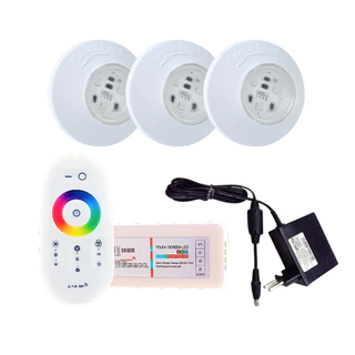 KIT 3 LED SMD RGB 95MM COM MÓDULO E FONTE 2A PARA PISCINA