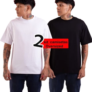 KIT 2 Pecas Camisa Oversized Camiseta Larga Streetwear Oversize # lisa