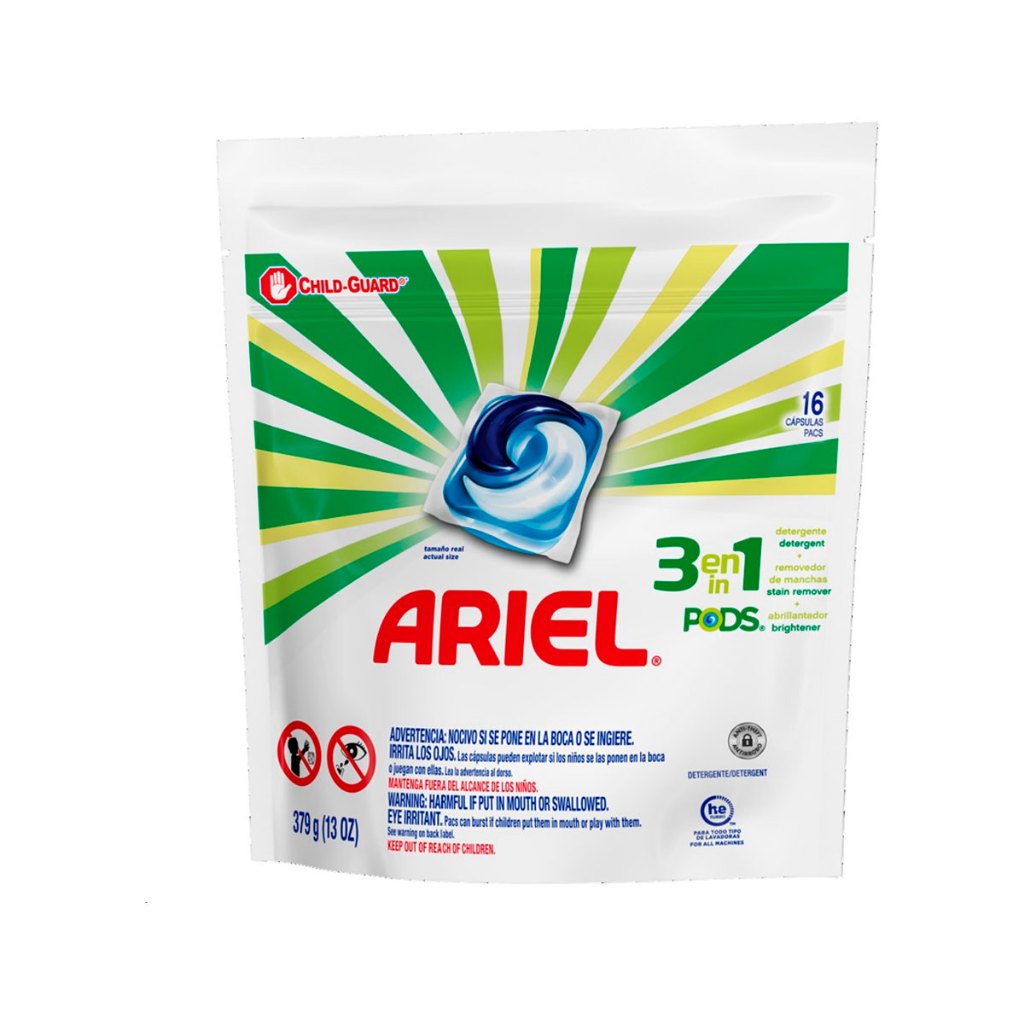 Detergente Lava Roupas Ariel 3 Em 1 Pods - 16 Capsulas