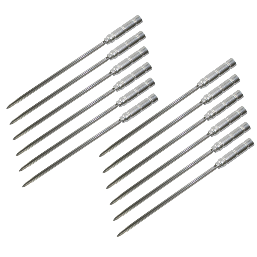 10 Espetos Aço Inox Cabo Revestido Em Alumínio