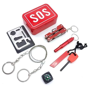 Kit Sobrevivência De Emergência Camping Trilha EDC SOS 7 EM 1 Selva Escoteiro Emergência