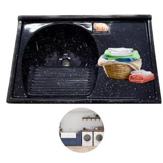 COMBO PARA LAVANDERIA TANQUE BANCADA GEL COALT PRETO 79CM A.J RORATO