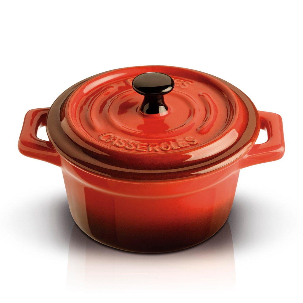 Mini Caçarola Redonda de Porcelana Vermelha 250Ml