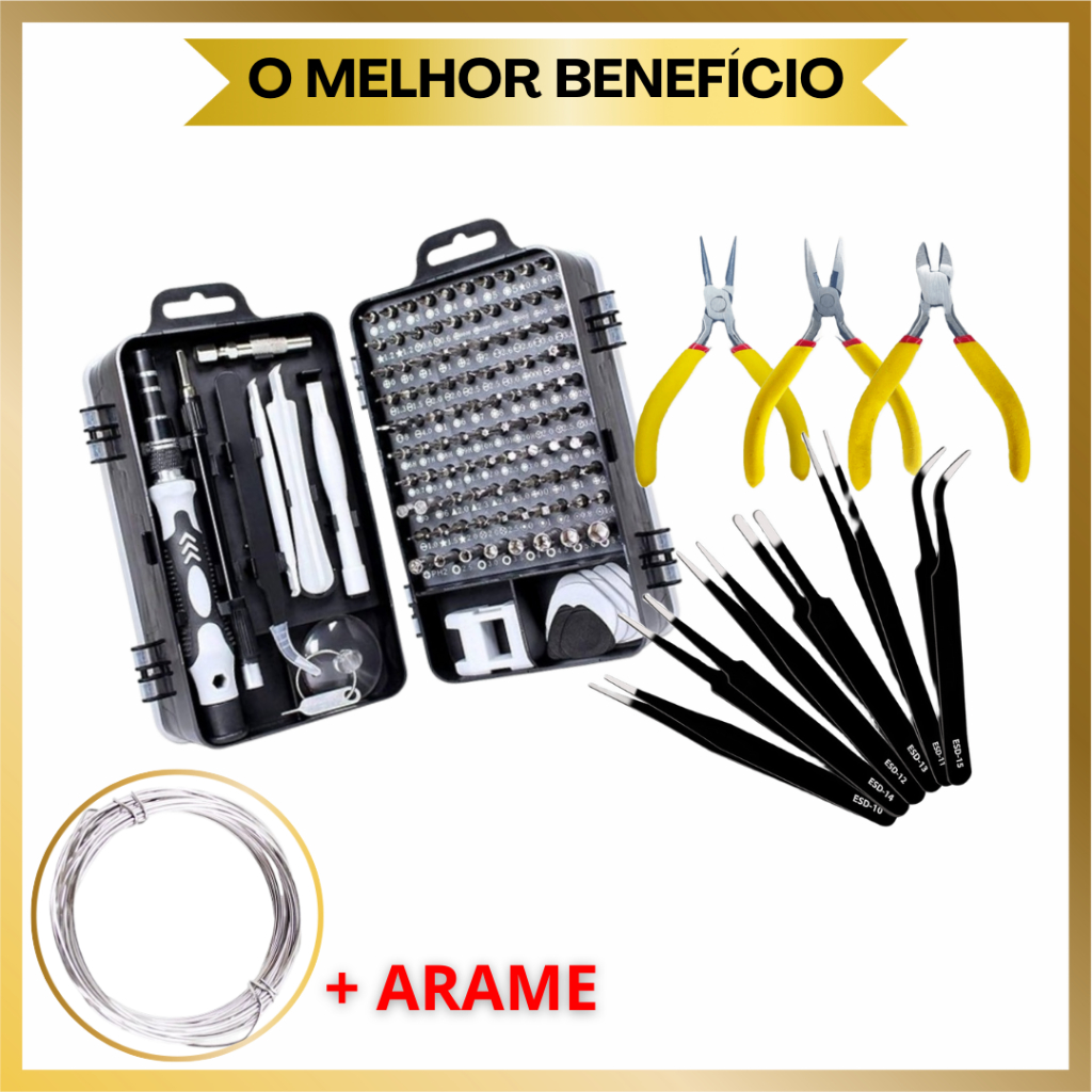 KIT de Ferramentas de Precisão + Alicates + Pinças + Acessórios + Bijuterias + Pesca