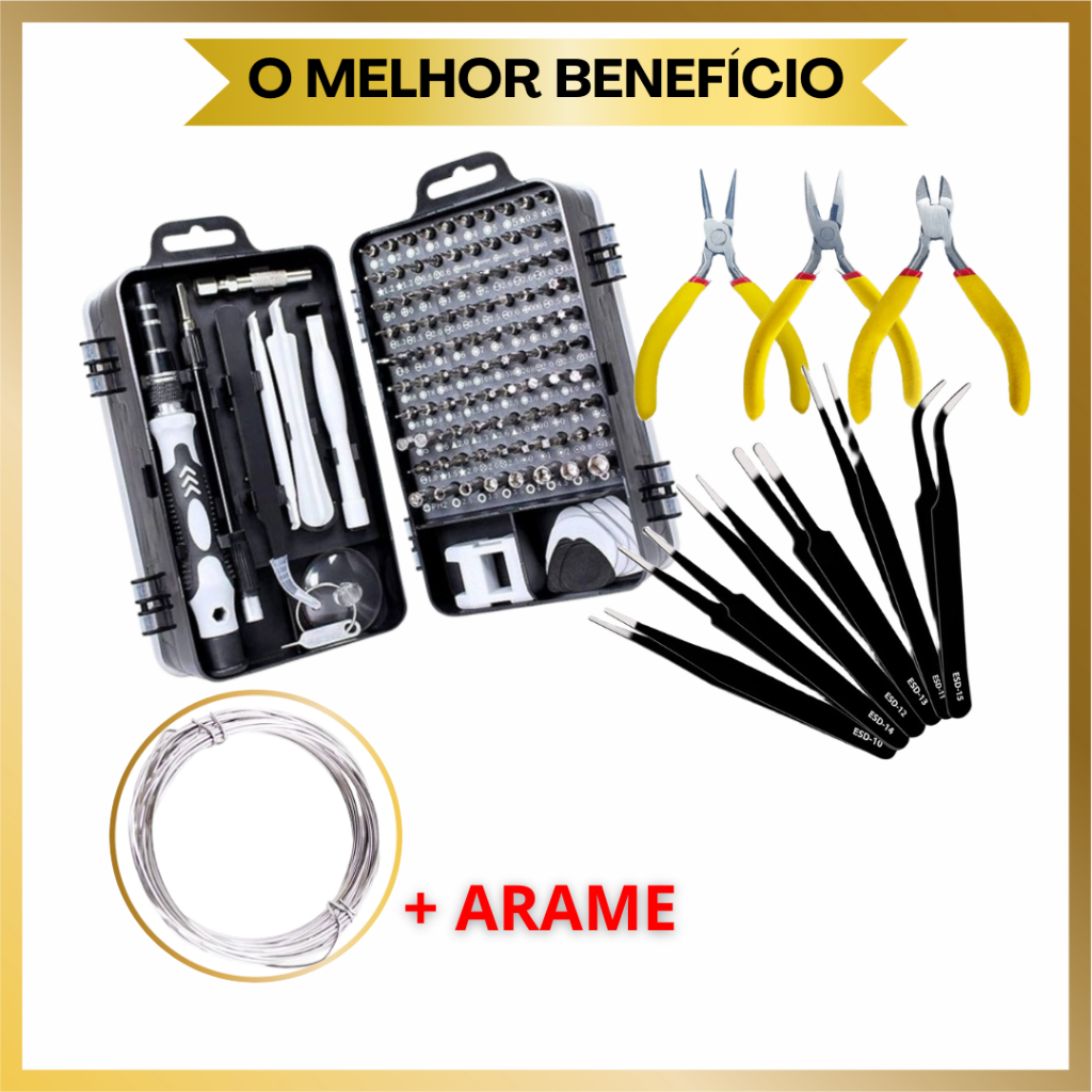 Kit de Ferramentas de Precisão - Alicates, Pinças, Acessórios Completo, Bijuterias, Pesca JOB