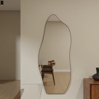 Espelho Grande Corpo Inteiro de Chão com Moldura em Couro 150cm 170cm Quarto Sala Salão Luxo Promoção Lançamento