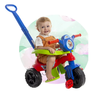 Triciclo Motoca ORIGINAL Velotrol Menino Completa 2024 Acompanha Par de Pedais, Empurrador, Protetor e Apoio Para Os Pés - Modelo 2024 Reforçado Com Inmetro