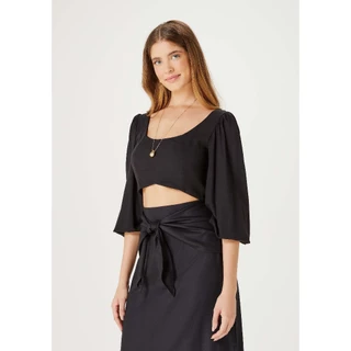 Blusa Cropped Feminina Manga Bufante Hering
