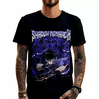 Camiseta Solo Leveling Poliéster Estampa total Manga curta