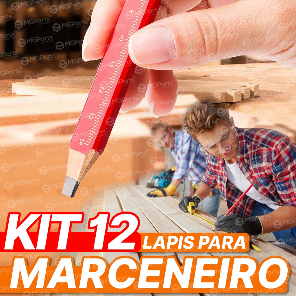 Kit 12 Lápis Marceneiro Profissional Carpinteiro Pedreiro Drywall ...