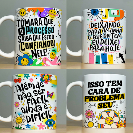 Caneca Personalizada Good Vibes Frases Engraçadas e Divertidas Cerâmica Diferenciadas Xícaras Decorativas para Cafe