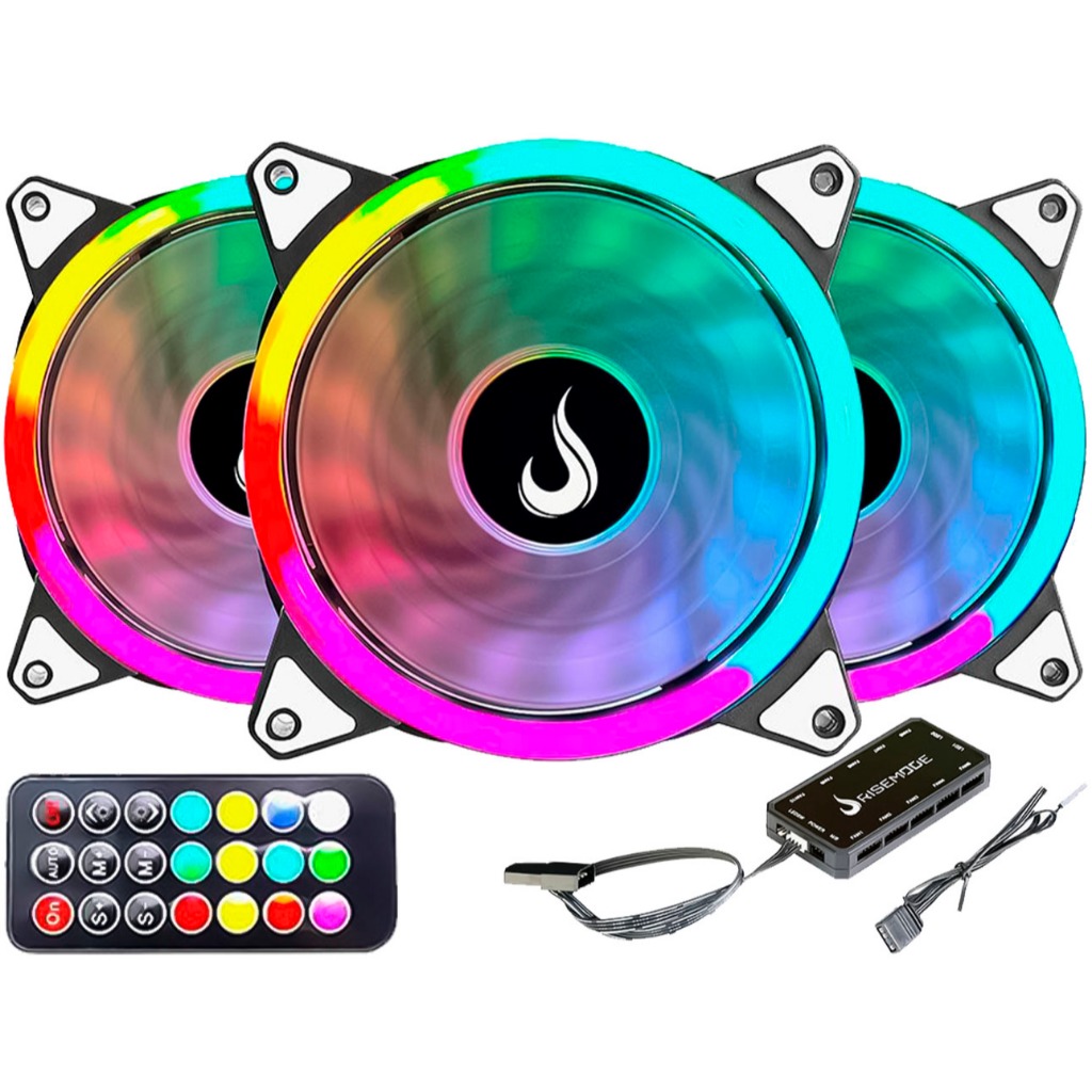 Rise Mode Kit 3 Fans Gamer Energy Argb | 120mm | Shopee Brasil