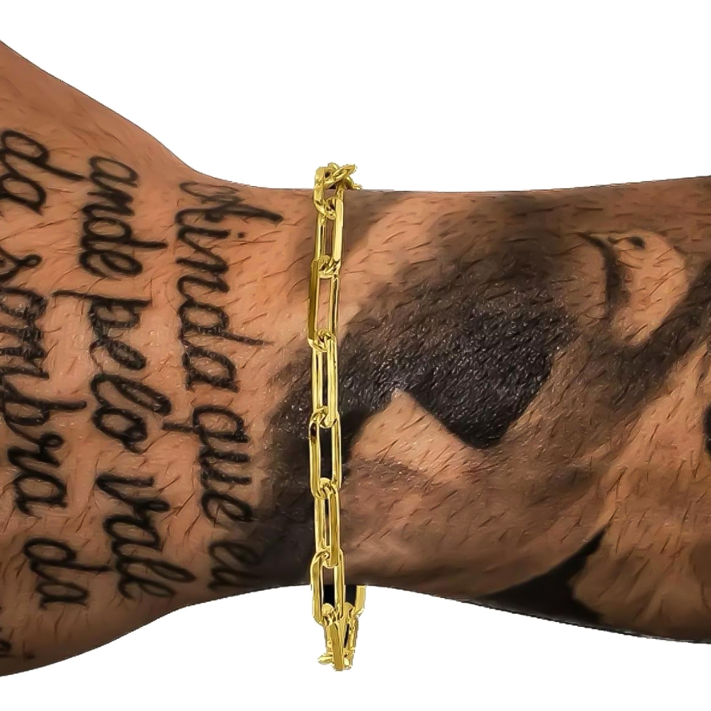 Pulseira Masculina aço Inox cadeado legítimo Dourado