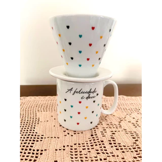 Coador de Café com Xícara 300 ML - "A Felicidade é Doce"