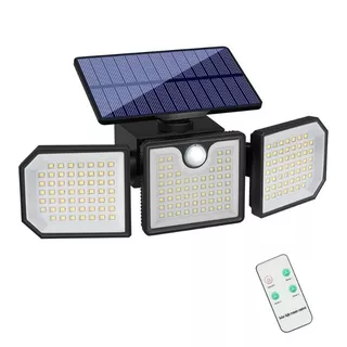 Refletor Led Solar 3 Cabeças Giratoria Sensor de movimento